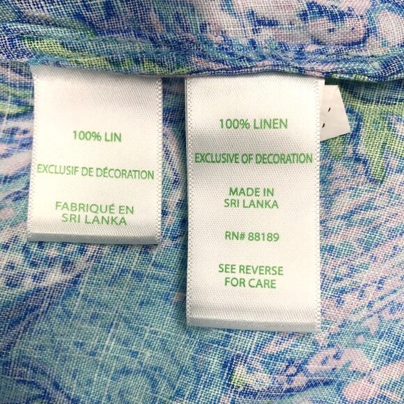 LILLY PULITZER Lagoon Linen Cover-Up Shirt Dress Women S Oversize Beach Resort - Picture 14 of 16